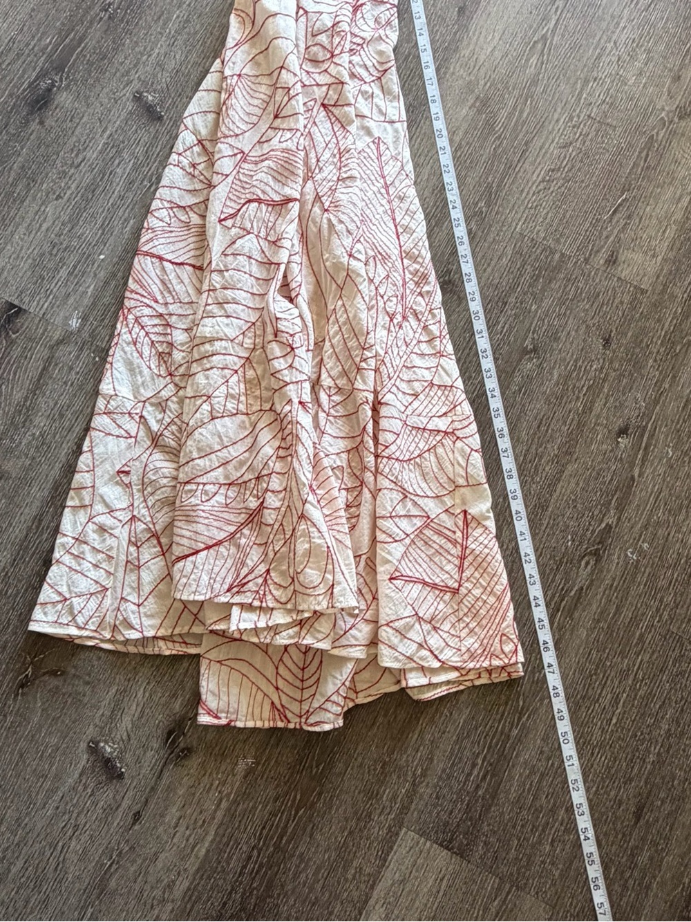 Anthropologie Cream Maxi Dress with Red Leaf Print - Picture 10 of 11
